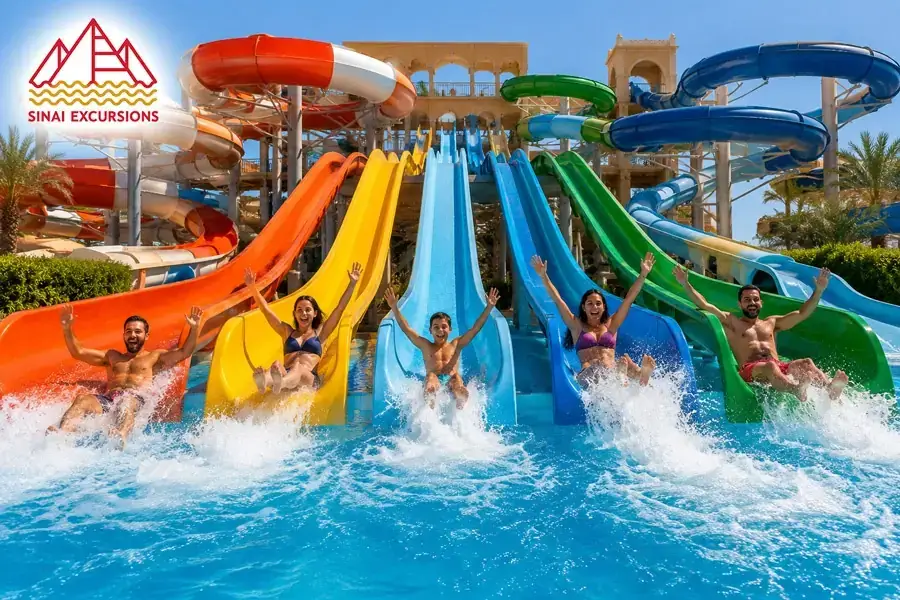 Water slides at Makadi Water World aqua park.