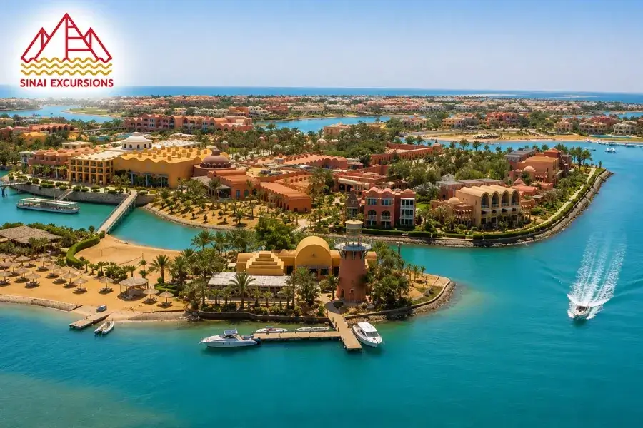 Canal-side view of El Gouna town near Hurghada.